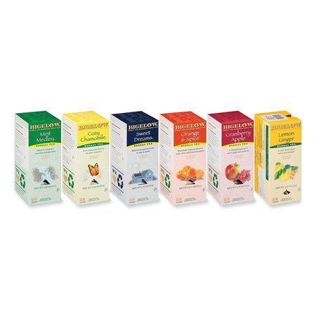 BIGELOW Assorted Tea Packs, Six Flavors, PK4704 RCB17578